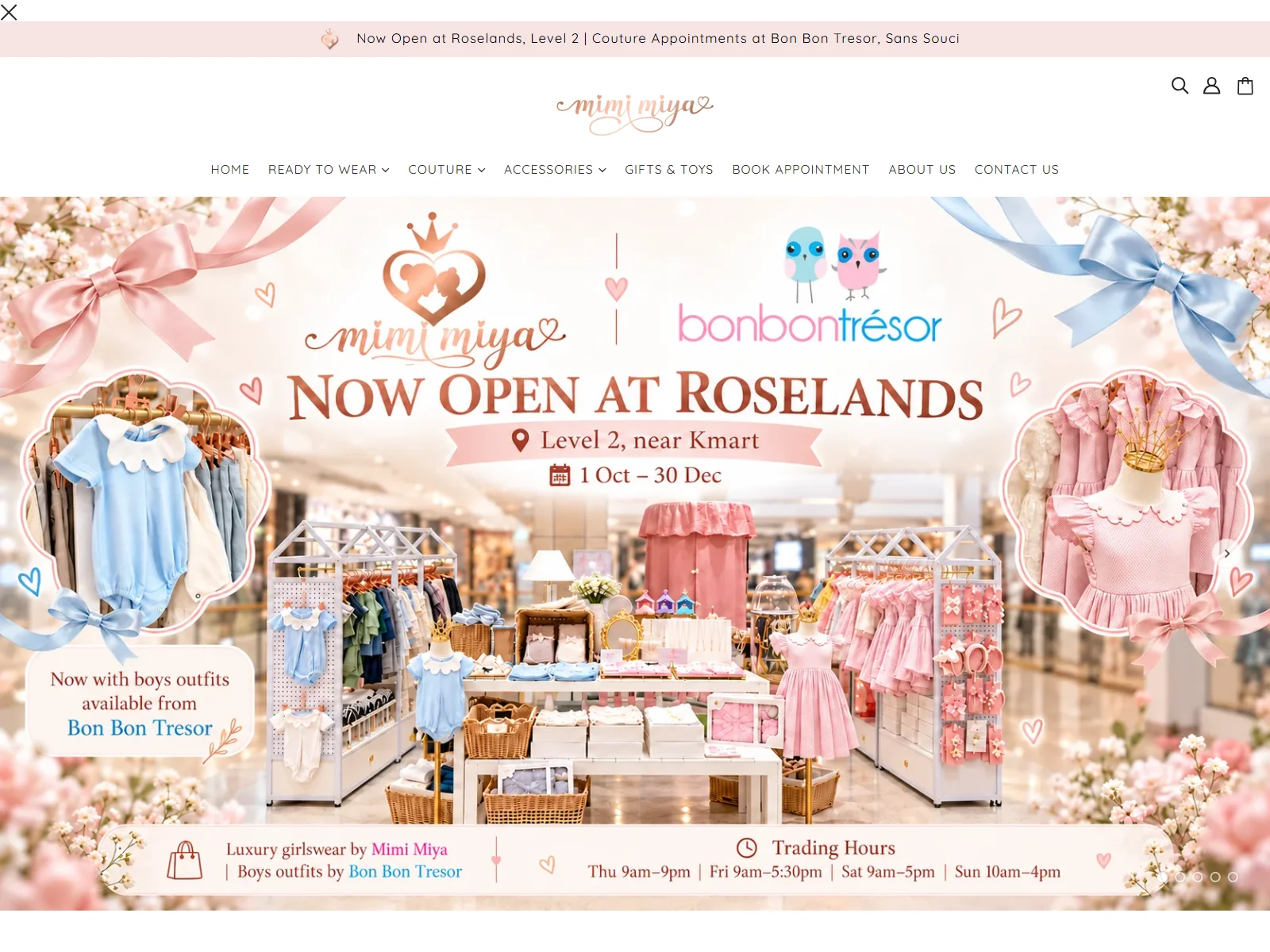 Mimi Miya website homepage