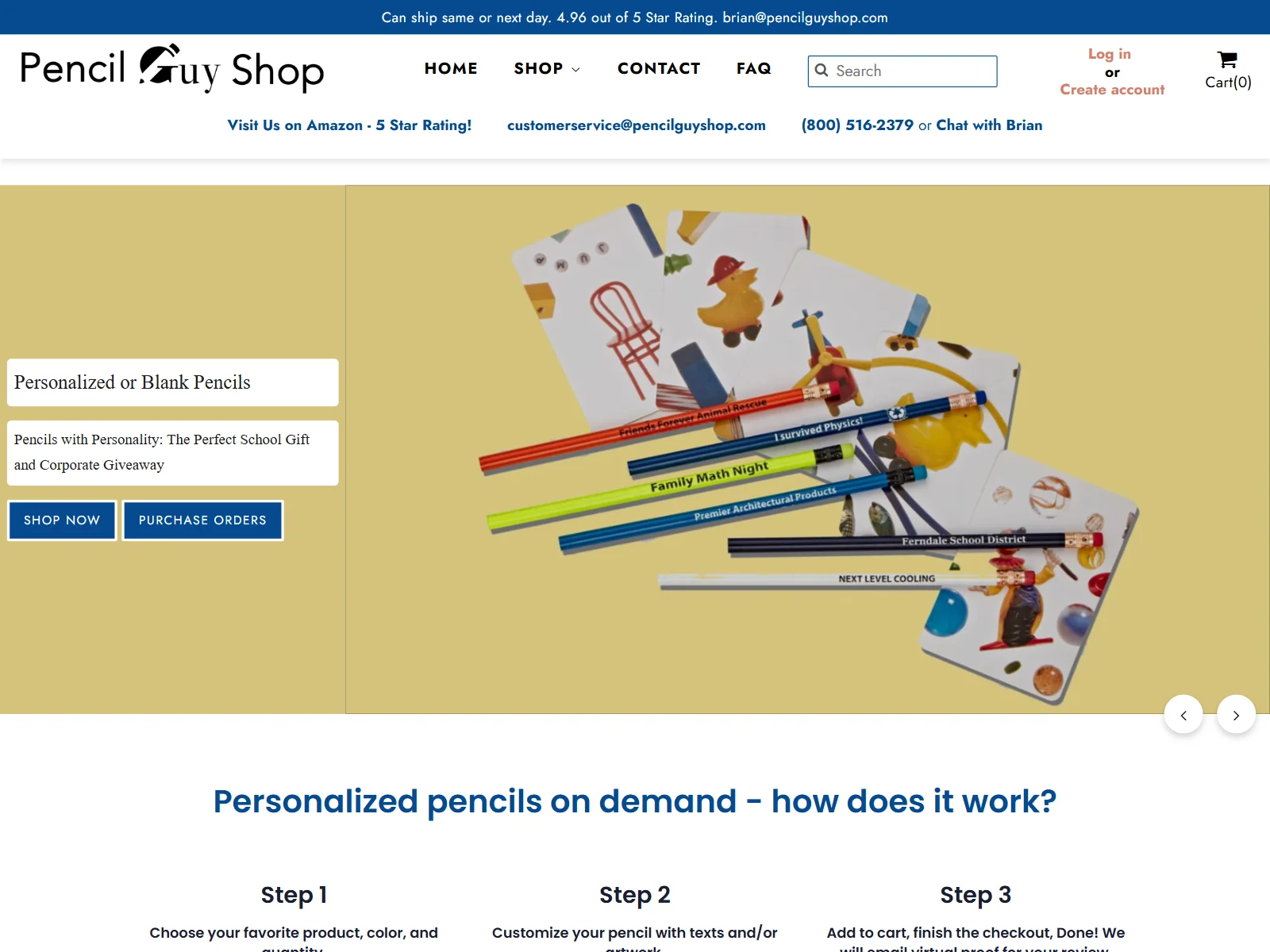 Pencil Guy Shop website homepage
