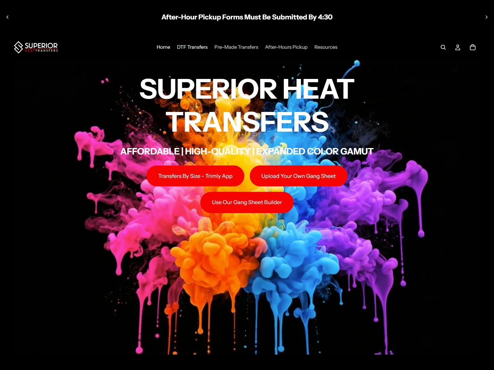 Superior Heat Transfers website homepage